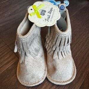 Stepping Stones First Steps Beige Fringe Baby Boots